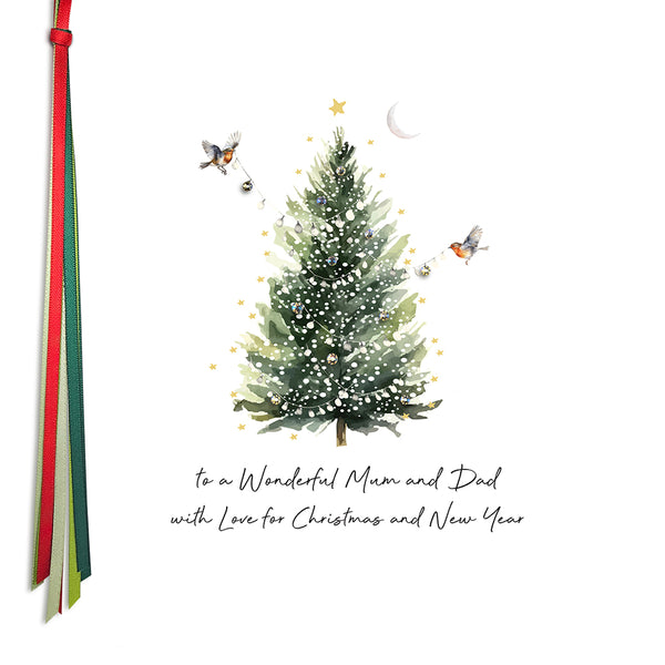 PERSONALISE FOR THEM… to a Wonderful Mum and Dad with Love for Christmas and New Year (Tree Robins)