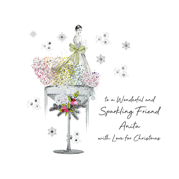 PERSONALISE FOR HER… to a Wonderful and Sparkling Friend with Love for Christmas (Lady Coupe)