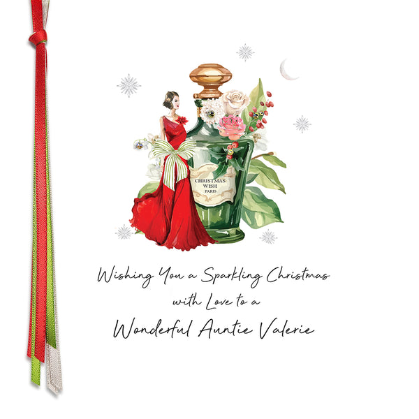 PERSONALISE FOR HER… Wishing You a Sparkling Christmas with Love to a Wonderful Auntie (Lady Perfume)