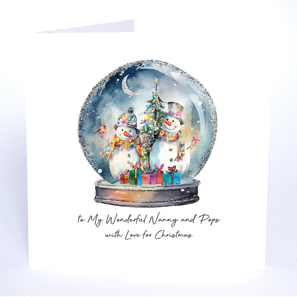 PERSONALISE FOR THEM… to My Wonderful Nanny and Pops with Love for Christmas (Snowmen Snowglobe)