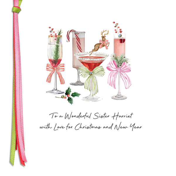 PERSONALISE FOR HER… to a Wonderful Sister with Love for Christmas (Cocktails)