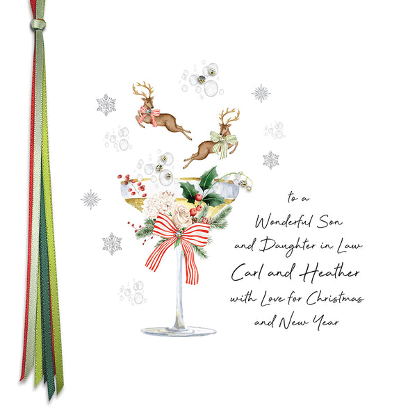 PERSONALISE FOR THEM… to a Wonderful Son and Daughter in Law with Love for Christmas (Reindeer Coupe)