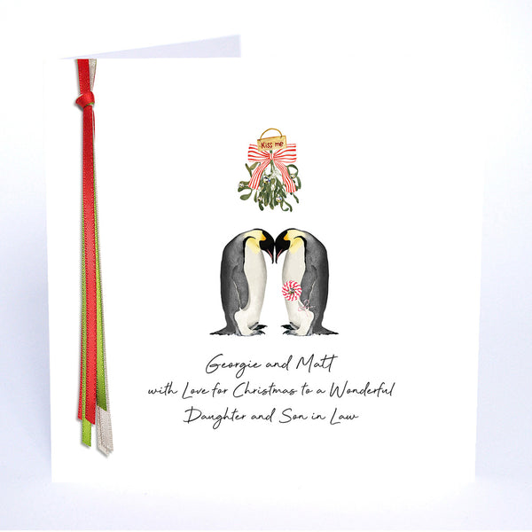 PERSONALISE FOR THEM… with Love for Christmas to a Wonderful Daughter and Son in Law (Penguins)