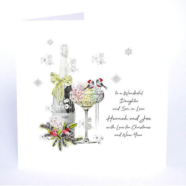 PERSONALISE FOR THEM… to a Wonderful Daughter and Son in Law with Love for Christmas (Champagne Robins)