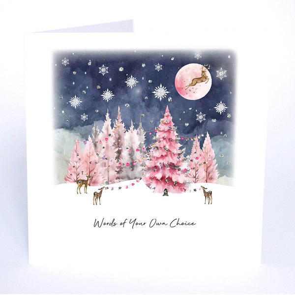 PERSONALISE FOR… Words of Your Own Choice (Pink Forest Reindeer)