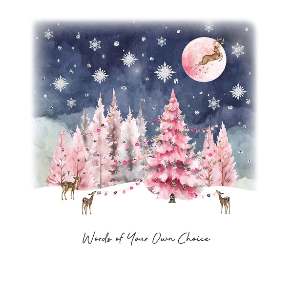PERSONALISE FOR… Words of Your Own Choice (Pink Forest Reindeer)