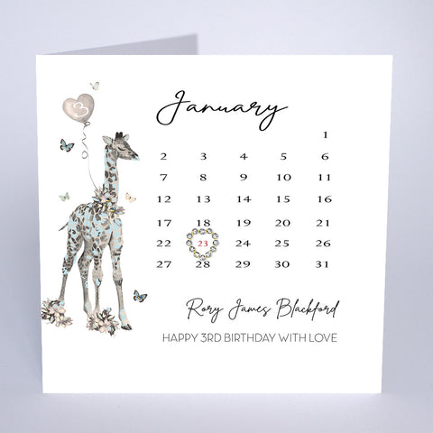 Happy Birthday Giraffe (Blue) (Calendar)