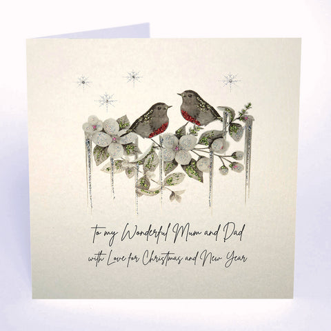 PERSONALISE FOR THEM… To my Wonderful Mum and Dad with Love for Christmas and New Year (Robins)