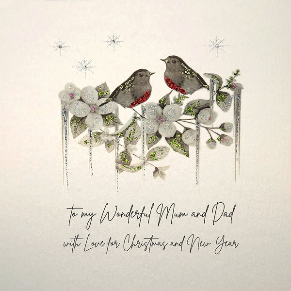 PERSONALISE FOR THEM… To my Wonderful Mum and Dad with Love for Christmas and New Year (Robins)