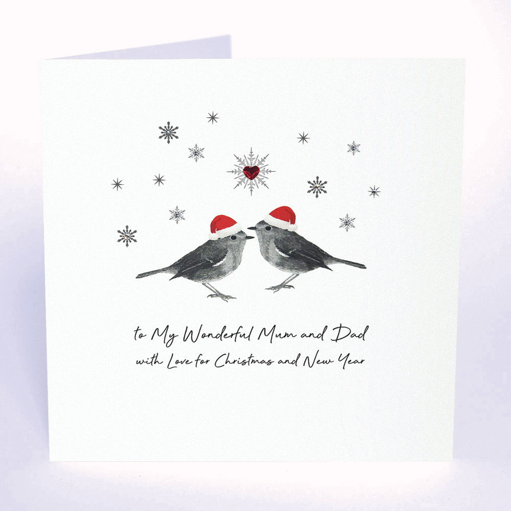 PERSONALISE FOR THEM… To my Wonderful Mum and Dad with Love for Christmas and New Year (Robins)