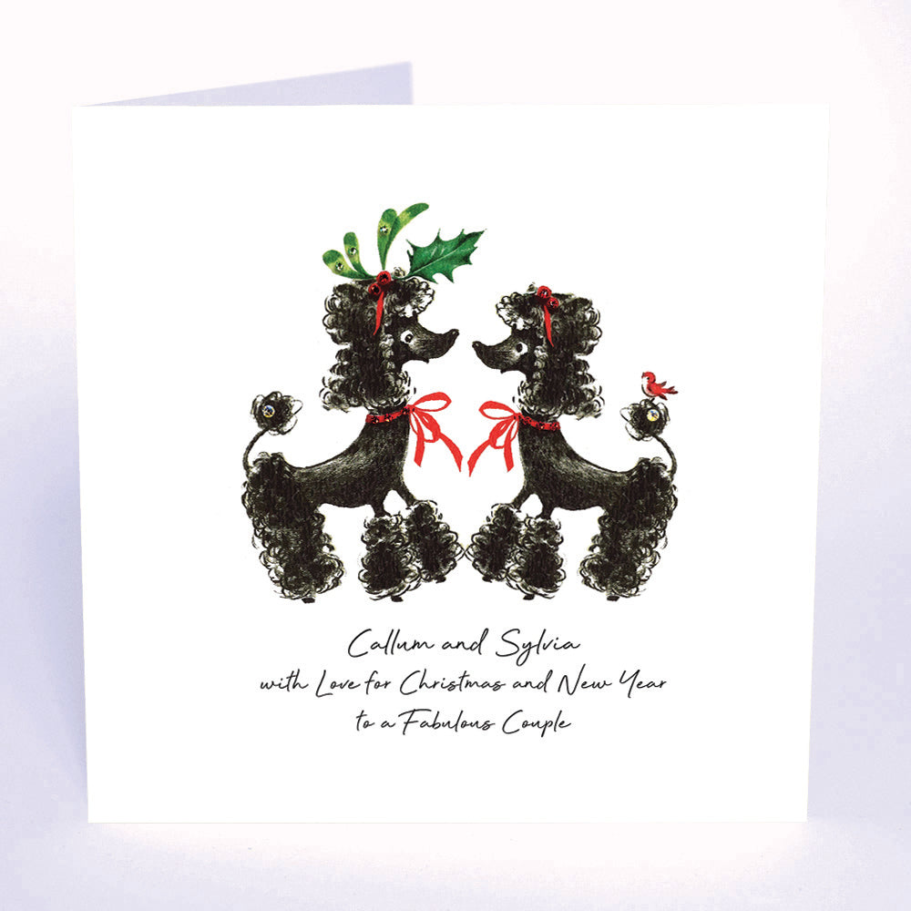 PERSONALISE FOR THEM… With Love for Christmas and New Year to a Fabulous Couple (Poodles Dogs)