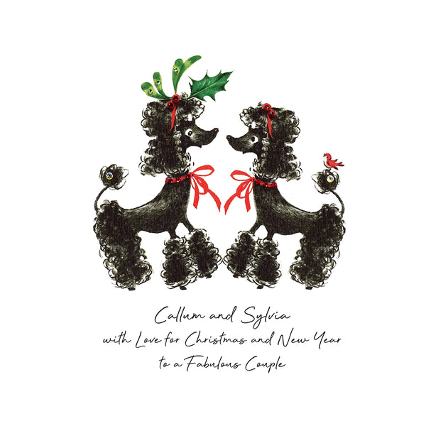 PERSONALISE FOR THEM… With Love for Christmas and New Year to a Fabulous Couple (Poodles Dogs)