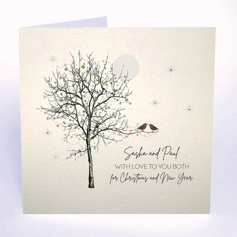 PERSONALISE FOR THEM… With Love to you Both for Christmas and New Year (Tree Robins)