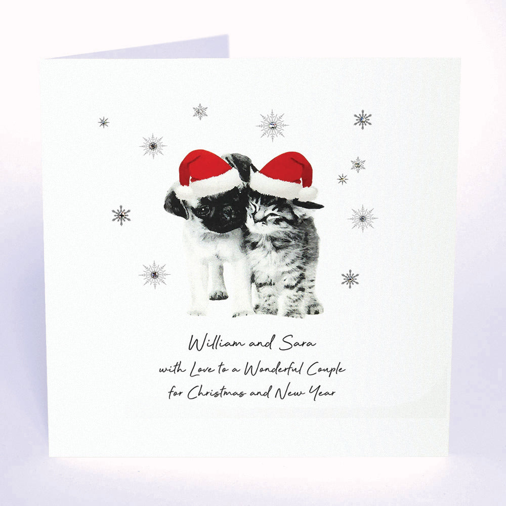 PERSONALISE FOR THEM… With Love to a Wonderful Couple for Christmas and New Year (Pug Kitten)