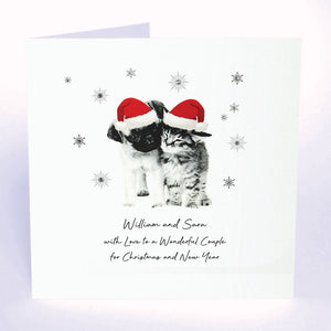 PERSONALISE FOR THEM… With Love to a Wonderful Couple for Christmas and New Year (Pug Kitten)