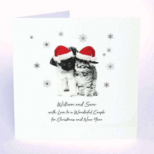 PERSONALISE FOR THEM… With Love to a Wonderful Couple for Christmas and New Year (Pug Kitten)