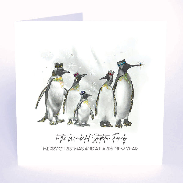 PERSONALISE FOR THEM… To a Wonderful Family Merry Christmas and a Happy New Year (Penguins)