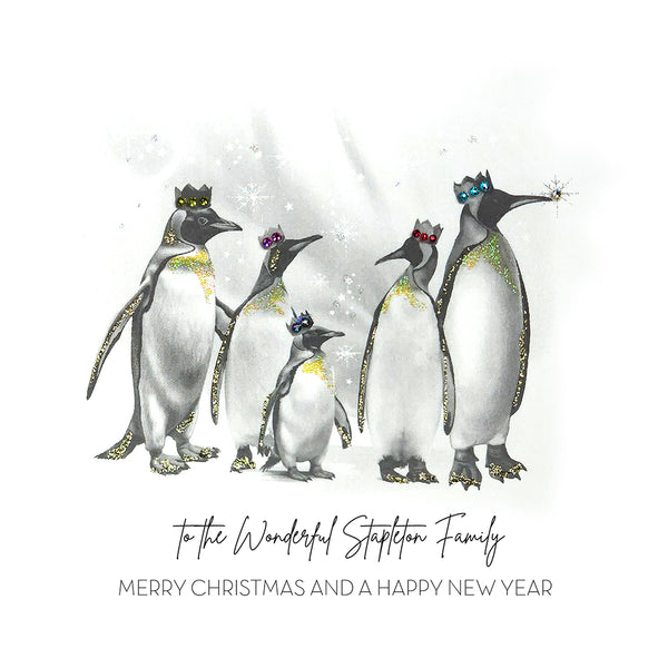 PERSONALISE FOR THEM… To a Wonderful Family Merry Christmas and a Happy New Year (Penguins)