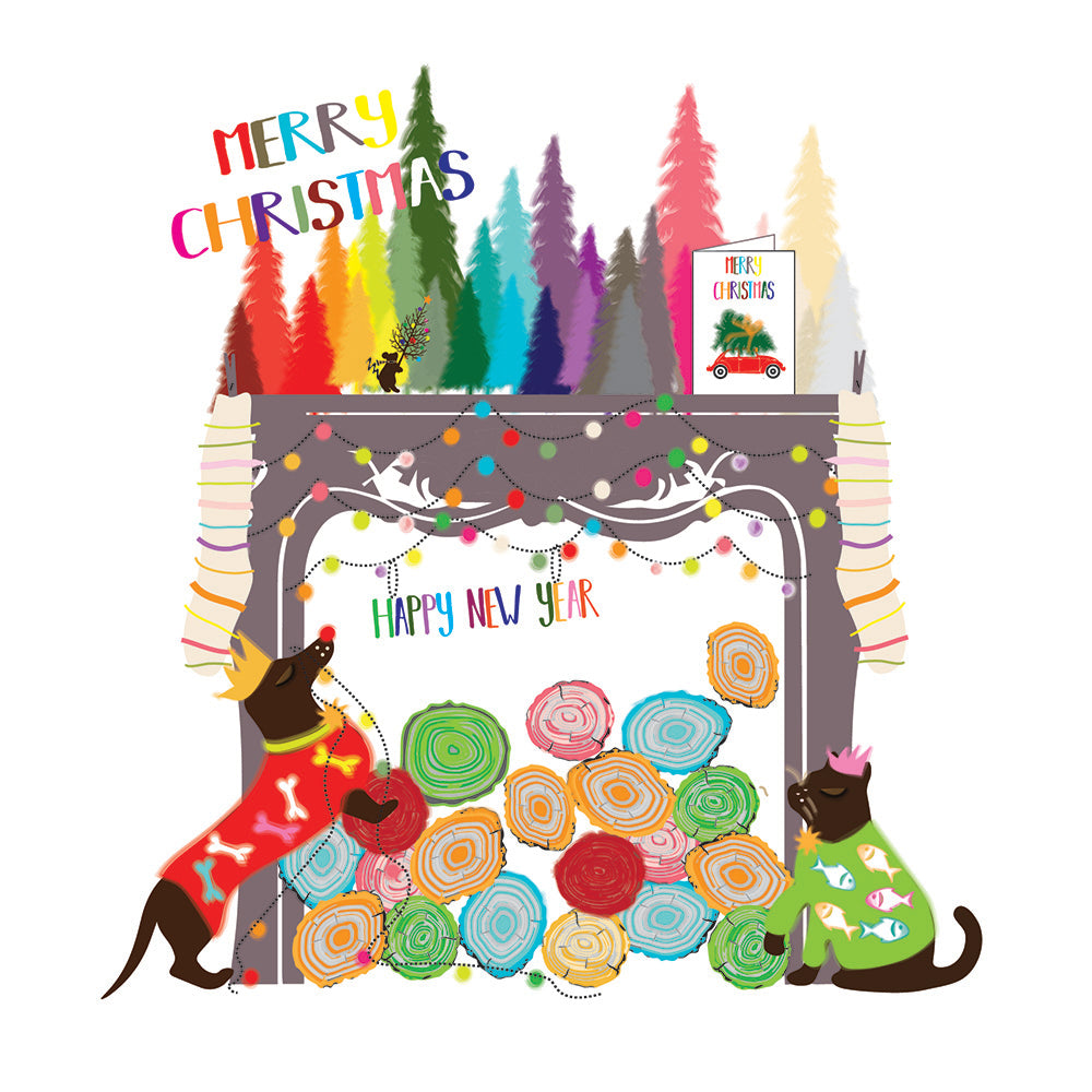 Merry Christmas and a Happy New Year (Fireplace)