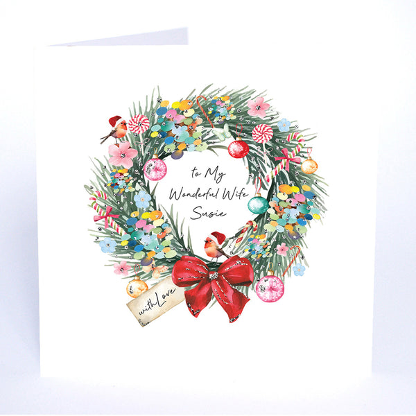 PERSONALISE FOR HER… to My Wonderful Wife with Love (Wreath)