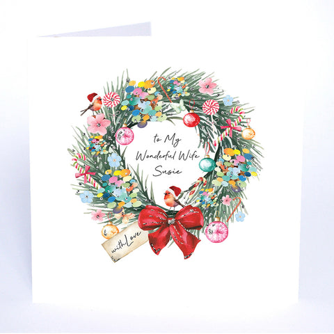 PERSONALISE FOR HER… to My Wonderful Wife with Love (Wreath)