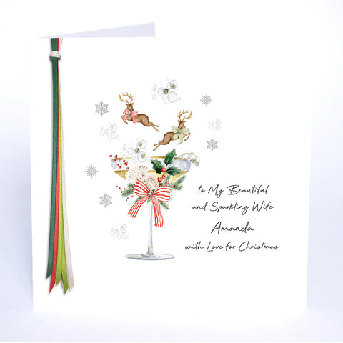 PERSONALISE FOR HER… to my Beautiful Sparkling Wife with Love for Christmas (Reindeer Coupe)