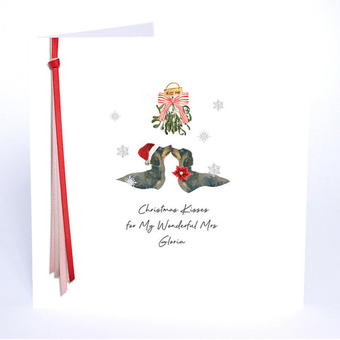 PERSONALISE FOR HER… Christmas Kisses for My Wonderful Mrs (Dashund Mistletoe)