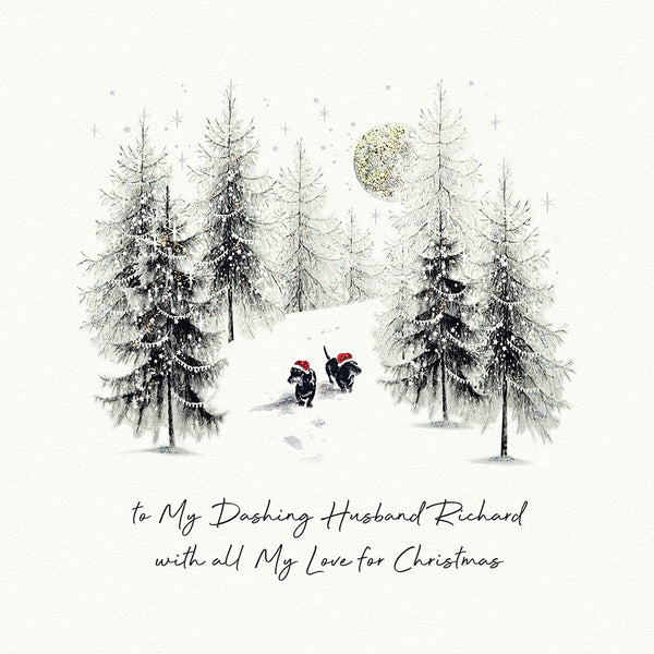 to My Dashing Husband with All My Love for Christmas (Daschunds on the Snow)