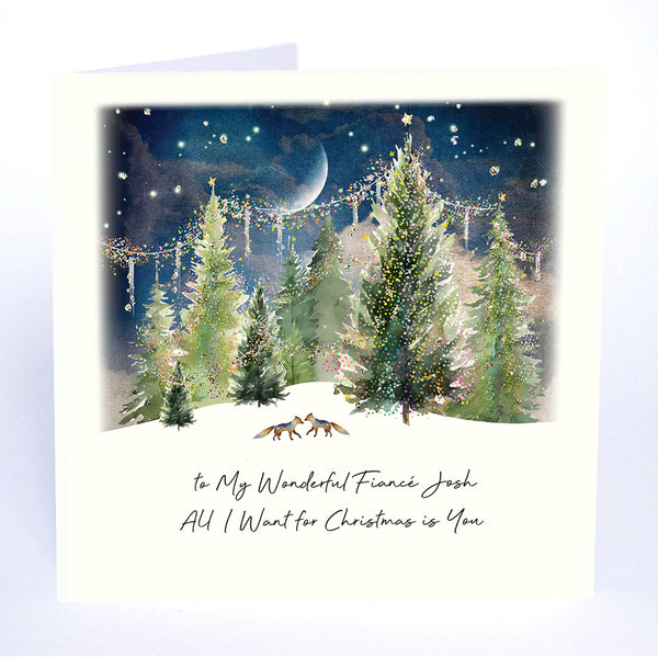 to My Wonderful Fiancé All I Want for Christmas is You (Foxes in a Winter Scene)