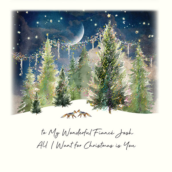 to My Wonderful Fiancé All I Want for Christmas is You (Foxes in a Winter Scene)
