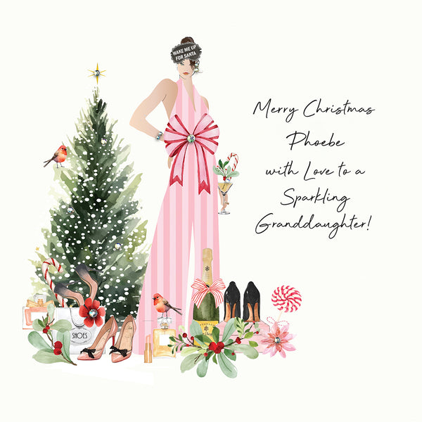 Merry Christmas with Love to a Sparkling Granddaughter! (Lady Pink Stripe Presents)