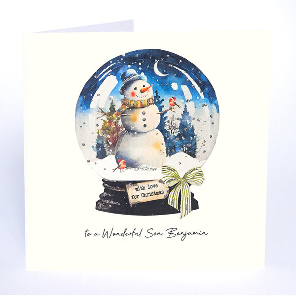 with Love for Christmas to a Wonderful Son (Snowman Snowglobe)