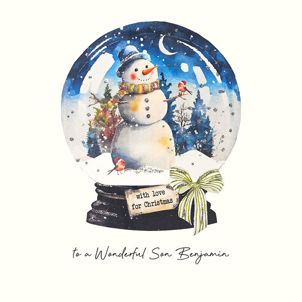 with Love for Christmas to a Wonderful Son (Snowman Snowglobe)