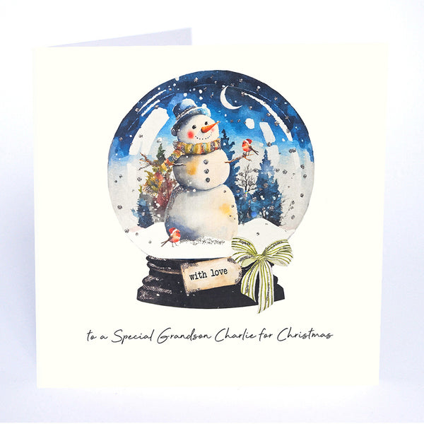 with Love for Christmas to a Wonderful Grandson (Snowman Snowglobe)