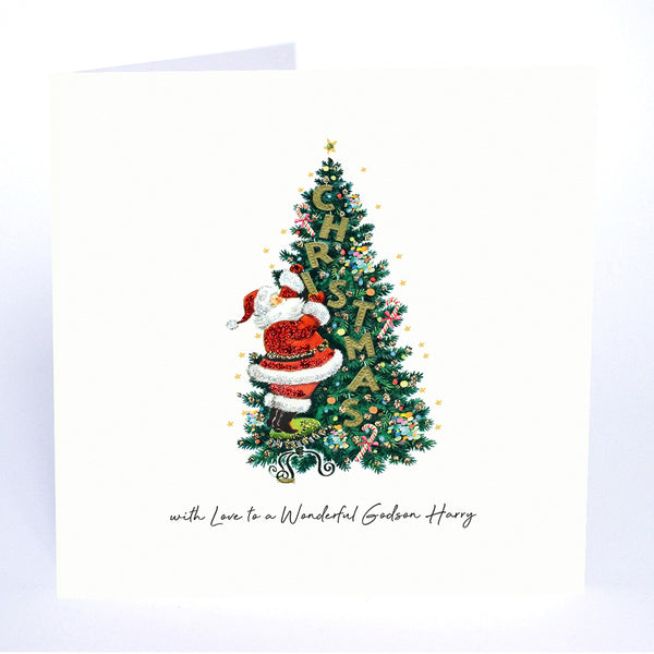 with Love to a Wonderful Godson (Santa Christmas Tree)