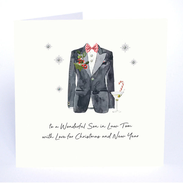 to a Wonderful Son in Law with Love for Christmas and New Year (Festive Tuxedo)