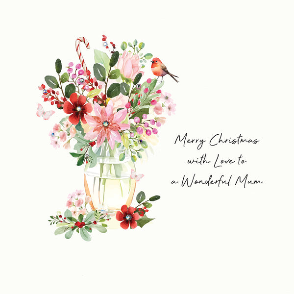 Merry Christmas with Love to a Wonderful Mum (Vase Flowers)