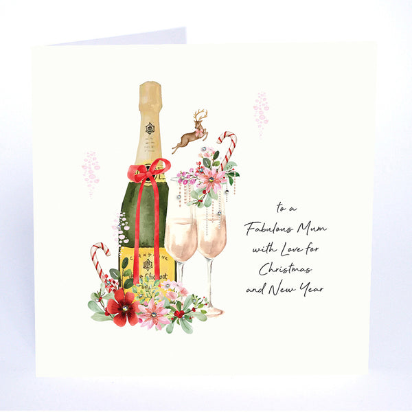 to a Fabulous Mum/Mam with Love for Christmas and New Year (Champagne Flutes)