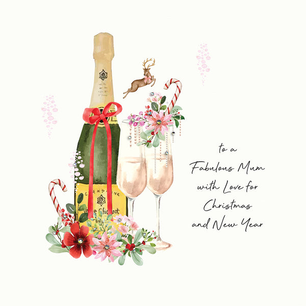 to a Fabulous Mum/Mam with Love for Christmas and New Year (Champagne Flutes)