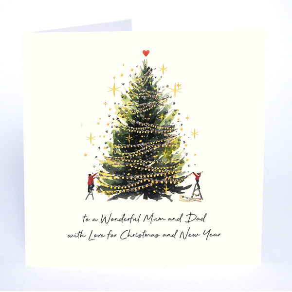 to a Wonderful Mum and Dad with Love for Christmas and New Year (Decorating the Tree)