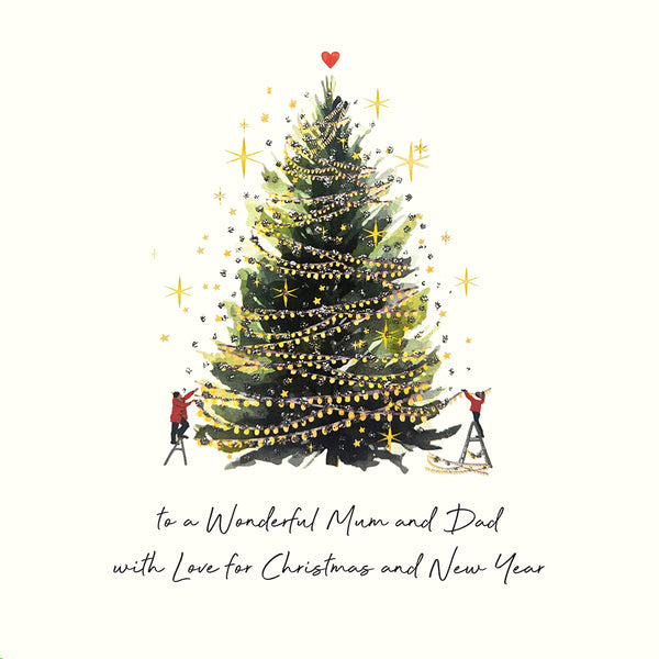 to a Wonderful Mum and Dad with Love for Christmas and New Year (Decorating the Tree)