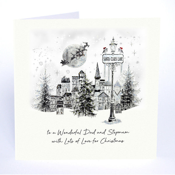 to a Wonderful Dad and Stepmum with Lots of Love for Christmas (Christmas Tree Robins)