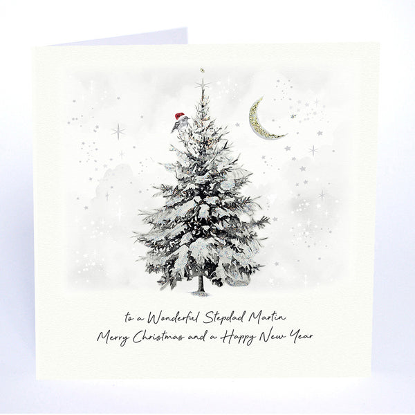 to a Wonderful Stepdad Merry Christmas and a Happy New Year (Christmas Tree Robin)