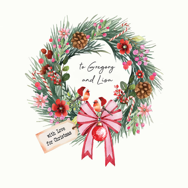 to Both of You with Love for Christmas (Christmas Wreath Robins)