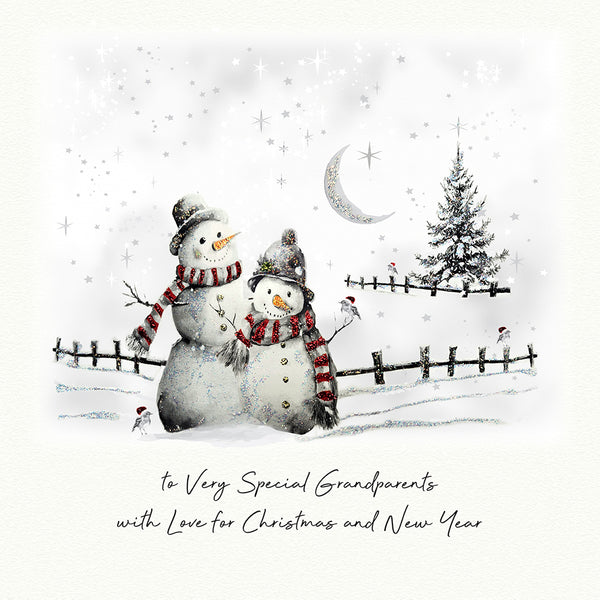 to Very Special Grandparents with Love for Christmas and New Year (Snowmen in the Snow)