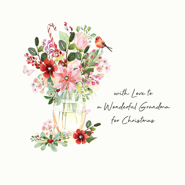 with Love to a Wonderful Grandma for Christmas (Vase Flowers)