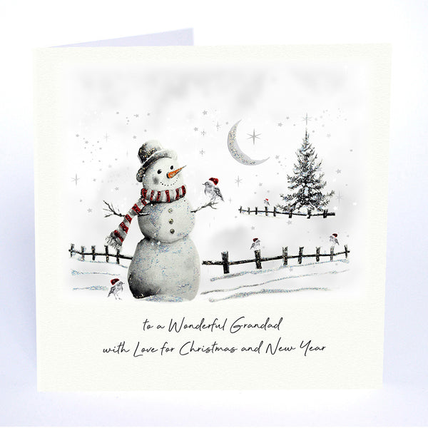 to a Wonderful Grandad with Love for Christmas and New Year (Snowman in the Snow)