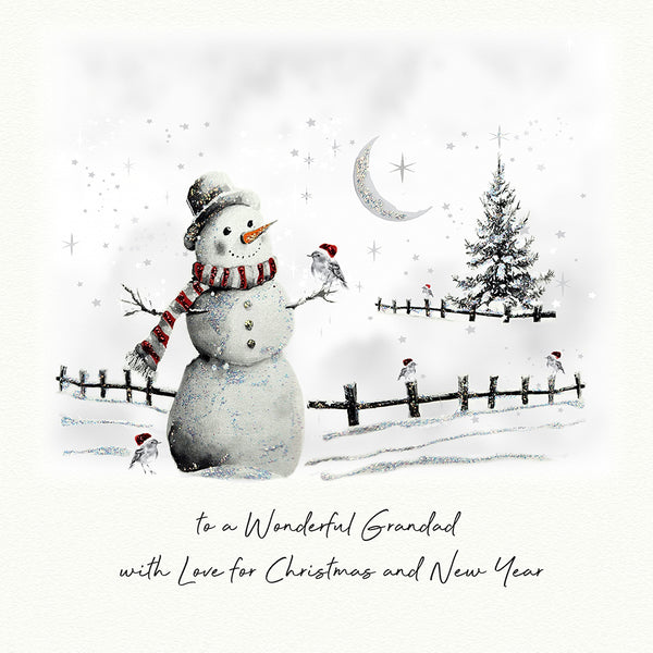 to a Wonderful Grandad with Love for Christmas and New Year (Snowman in the Snow)