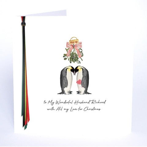 PERSONALISE FOR HIM… to My Wonderful Husband with All my Love for Christmas (Penguins)