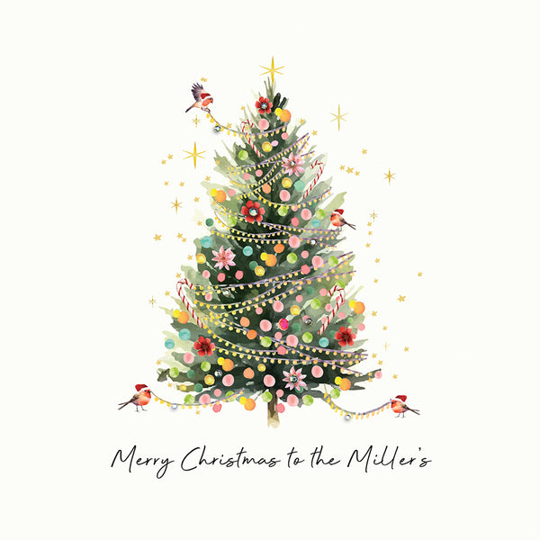 Merry Christmas to a Wonderful Family (Christmas Tree Robins)